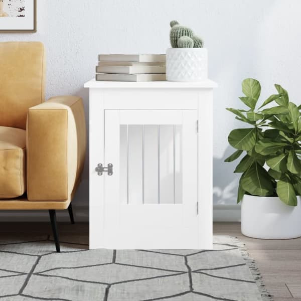 vidaXL Hundbur/sidobord vit 55x80x68 cm konstruerat trä