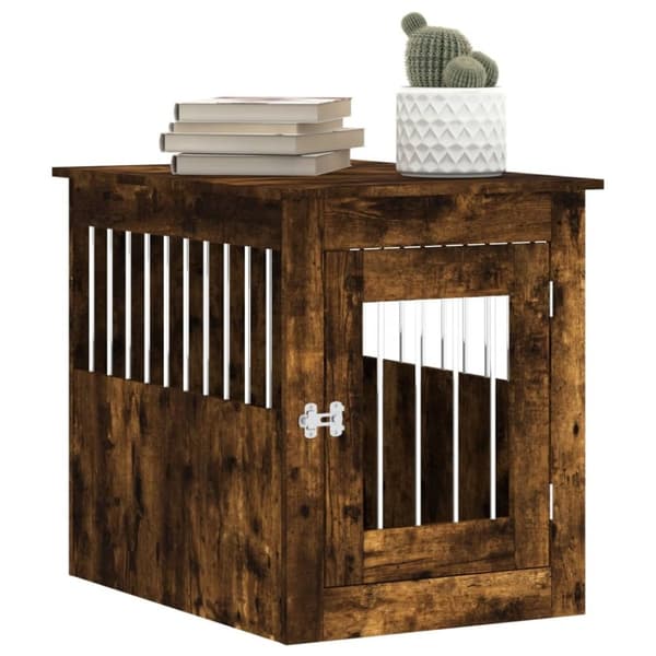vidaXL Hundbur/sidobord rökfärgad ek 55x75x65 cm konstruerat trä