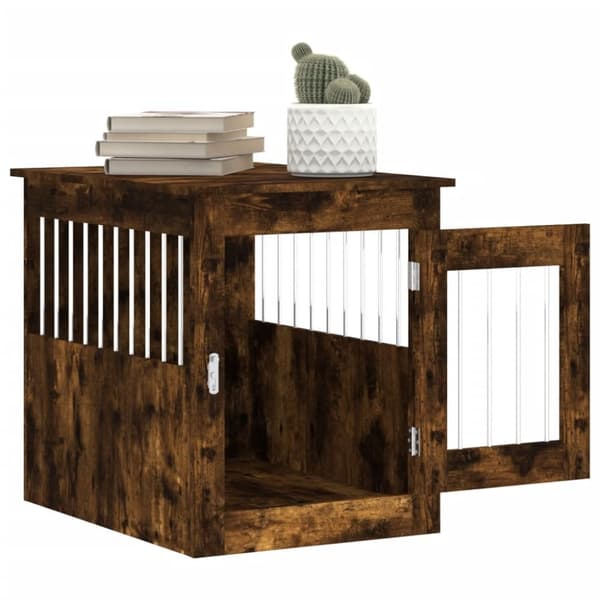 vidaXL Hundbur/sidobord rökfärgad ek 55x75x65 cm konstruerat trä