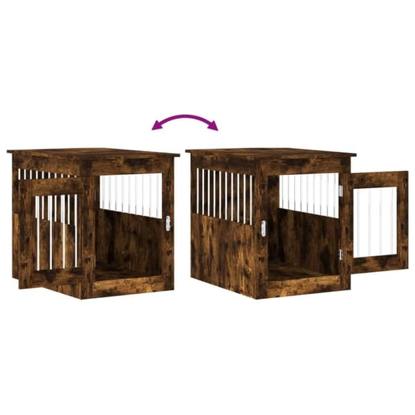 vidaXL Hundbur/sidobord rökfärgad ek 55x75x65 cm konstruerat trä