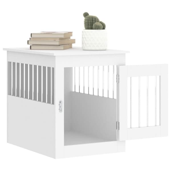 vidaXL hundebur 55x75x65 cm konstrueret træ hvid