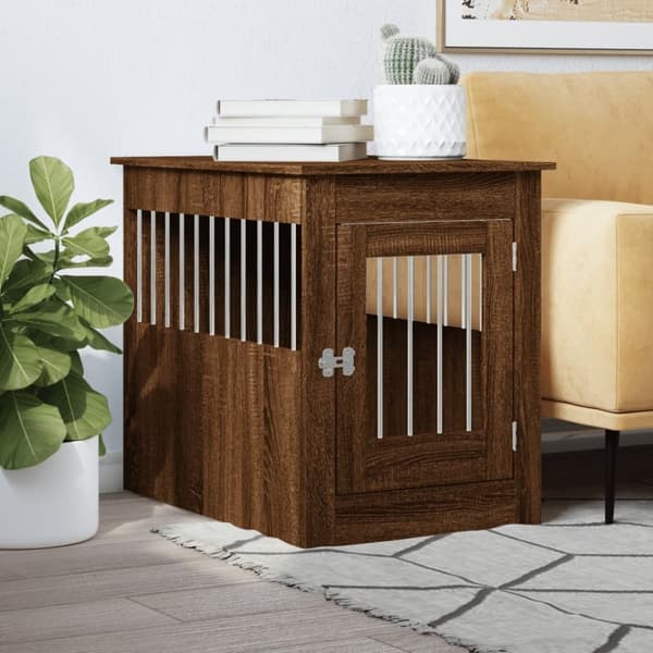 vidaXL hundebur 55x80x68 cm konstrueret træ brun egetræsfarve
