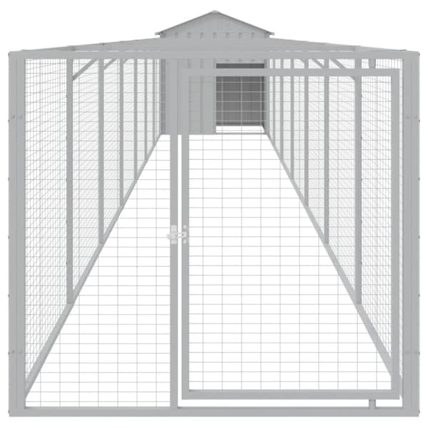 hundehus med tag 117x813x123 cm galvaniseret stål lysegrå