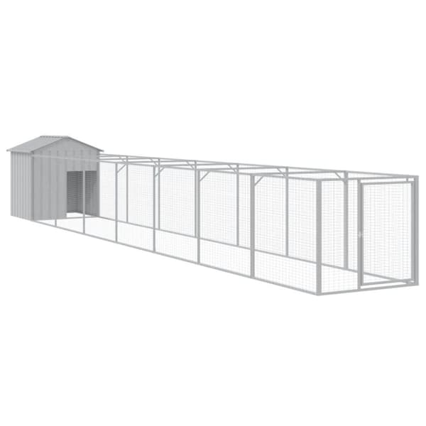 hundehus med tag 117x813x123 cm galvaniseret stål lysegrå