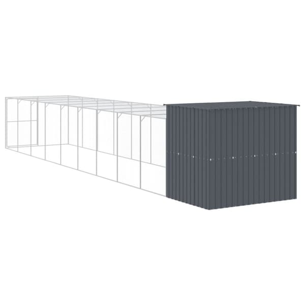 hundehus m. løbegård 214x1069x181 cm galvaniseret stål antracit