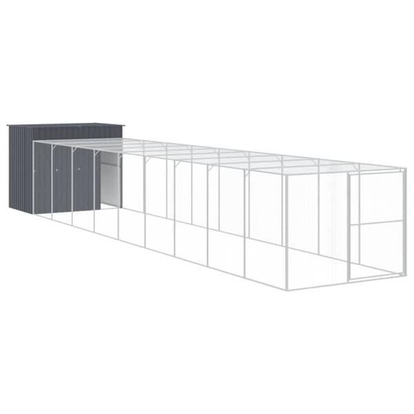 hundehus m. løbegård 214x1069x181 cm galvaniseret stål antracit