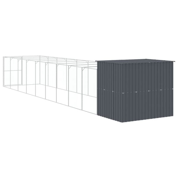 hundehus m. løbegård 214x1069x181 cm galvaniseret stål antracit