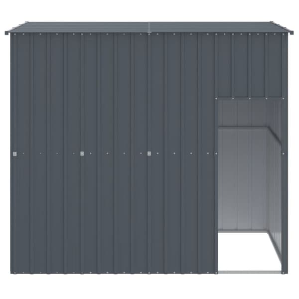 hundehus med tag 214x153x181 cm galvaniseret stål antracitgrå