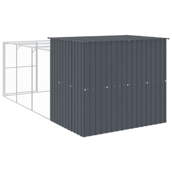 hundehus med løbegård 214x457x181 cm galvaniseret stål antracit