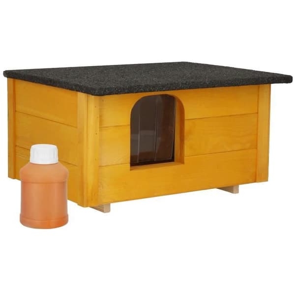 Trähus för katter och hundar - SPRINGOS® - 39 x 54 x 30 cm - Isolerade väggar - Viktak