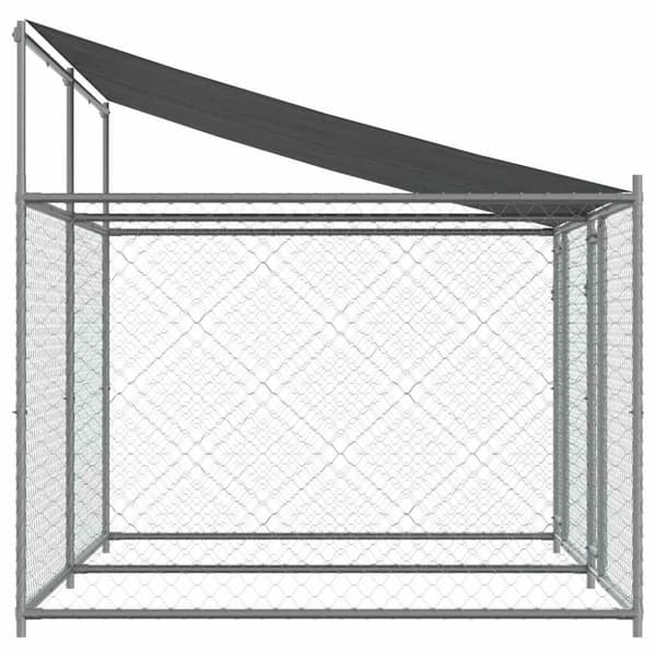 vidaXL Koiranhäkki katolla ja ovilla harmaa 4x2x2 m galvanoitu teräs