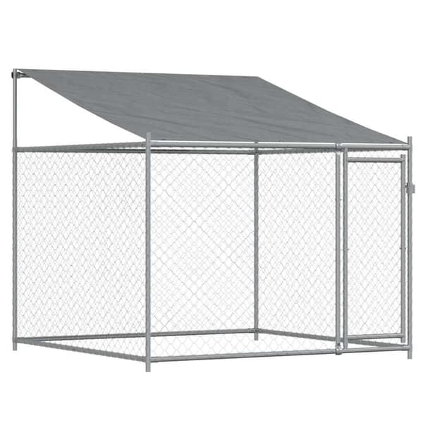 vidaXL Koiranhäkki katolla ja ovilla harmaa 4x2x2 m galvanoitu teräs