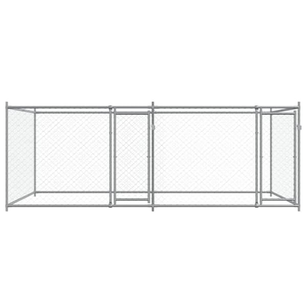 vidaXL hundegård med låge 4x2x1,5 m galvaniseret stål grå