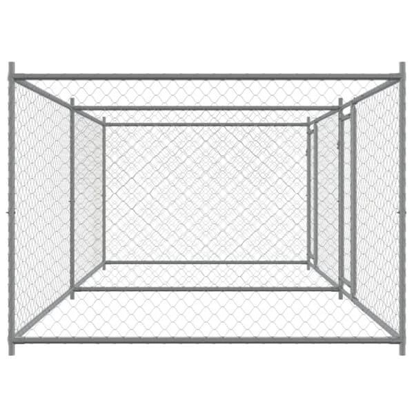 vidaXL hundegård med låge 4x2x1,5 m galvaniseret stål grå