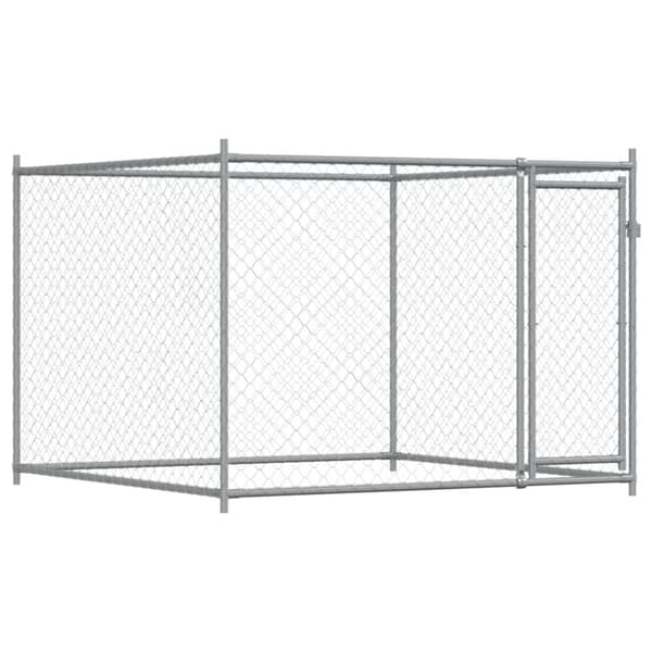 vidaXL hundegård med låge 4x2x1,5 m galvaniseret stål grå