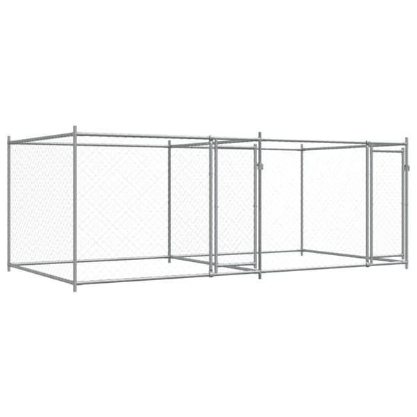 vidaXL hundegård med låge 4x2x1,5 m galvaniseret stål grå