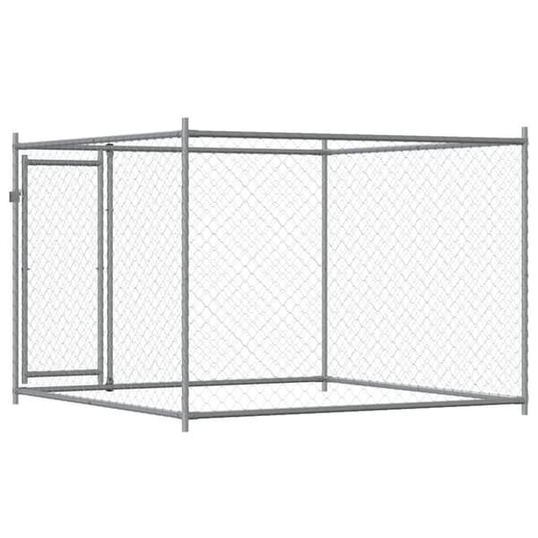 vidaXL Koiranhäkki ovella harmaa 2x2x1,5 m galvanoitu teräs