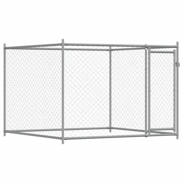 vidaXL Koiranhäkki ovella harmaa 2x2x1,5 m galvanoitu teräs