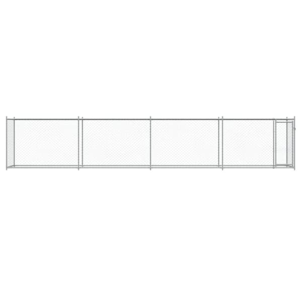 vidaXL hundegård med låge 8x2x1,5 m galvaniseret stål grå