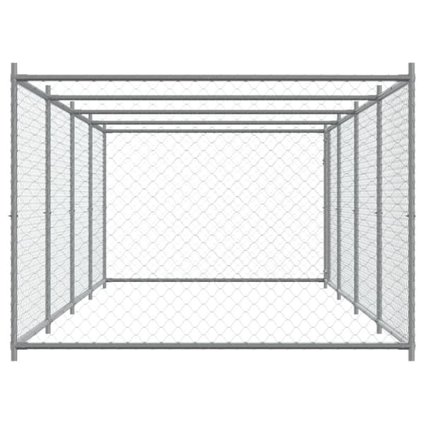 vidaXL hundegård med låge 8x2x1,5 m galvaniseret stål grå
