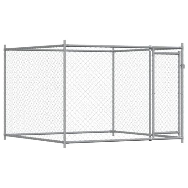 vidaXL hundegård med låge 8x2x1,5 m galvaniseret stål grå