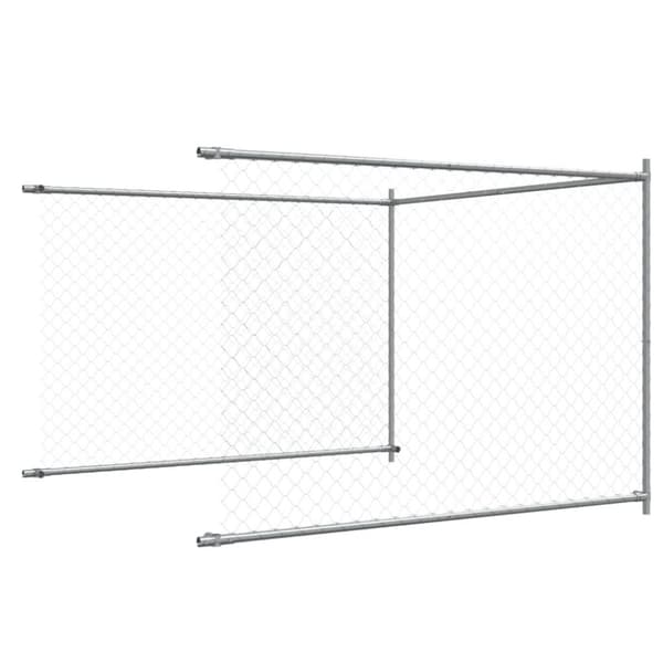 vidaXL hundegård med låge 8x2x1,5 m galvaniseret stål grå