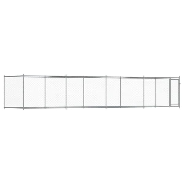 vidaXL hundegård med låge 8x2x1,5 m galvaniseret stål grå