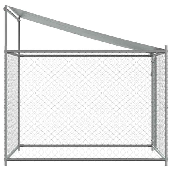 vidaXL hundegård med tag og låge 2x2x2 m galvaniseret stål grå
