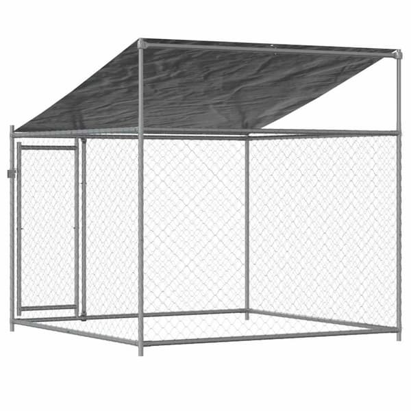 vidaXL hundegård med tag og låge 2x2x2 m galvaniseret stål grå