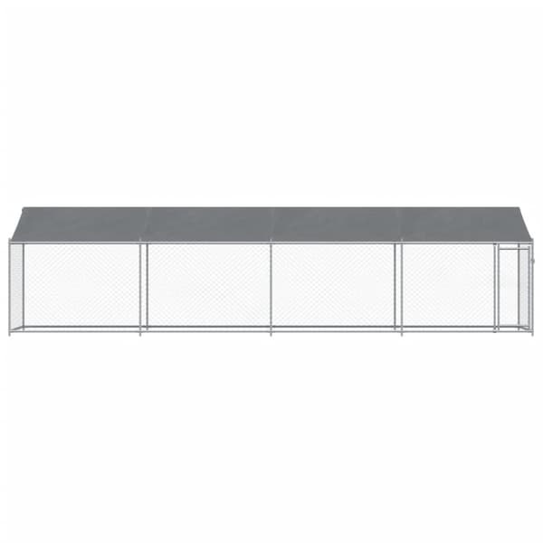 vidaXL hundegård med tag og låge 8x2x2 m galvaniseret stål grå