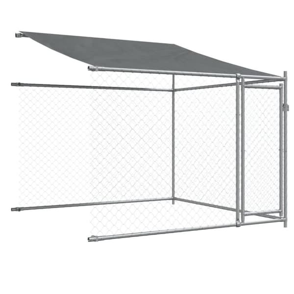 vidaXL hundegård med tag og låger 10x2x2 m galvaniseret stål grå