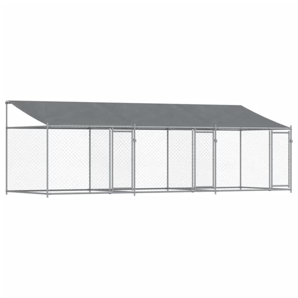 vidaXL Koiranhäkki katolla ja ovilla harmaa 6x2x2 m galvanoitu teräs