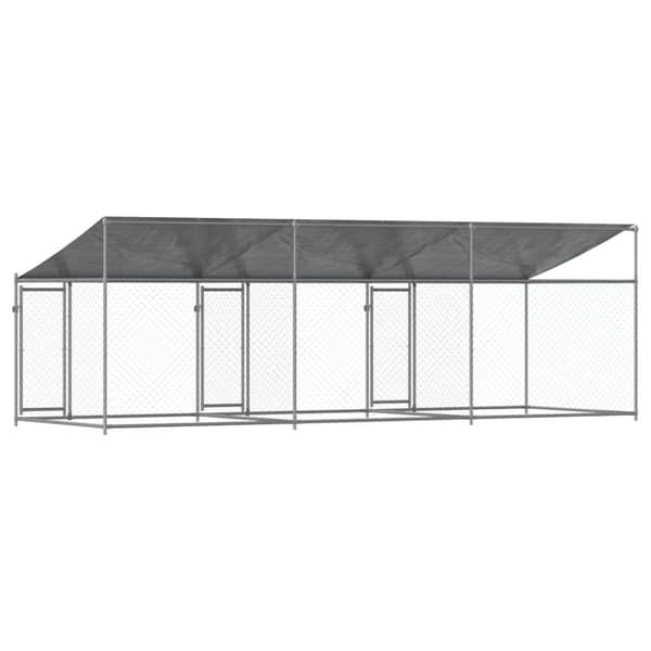 vidaXL Koiranhäkki katolla ja ovilla harmaa 6x2x2 m galvanoitu teräs