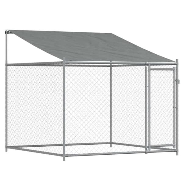vidaXL Koiranhäkki katolla ja ovilla harmaa 6x2x2 m galvanoitu teräs