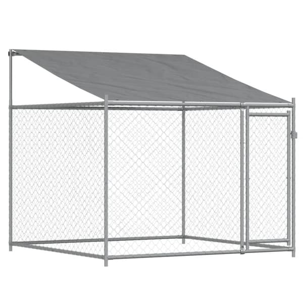 vidaXL hundegård med tag og låge 12x2x2 m galvaniseret stål grå