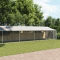 Pikkukuva 3 / 9: vidaXL Koiranhäkki katolla ja ovella harmaa 10x2x2 m galvanoitu teräs
