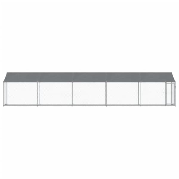 vidaXL Koiranhäkki katolla ja ovella harmaa 10x2x2 m galvanoitu teräs