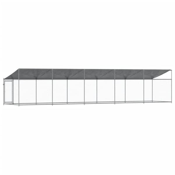 vidaXL Koiranhäkki katolla ja ovella harmaa 10x2x2 m galvanoitu teräs
