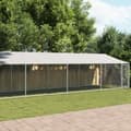 Pikkukuva 1 / 9: vidaXL Koiranhäkki katolla ja ovella harmaa 10x2x2 m galvanoitu teräs
