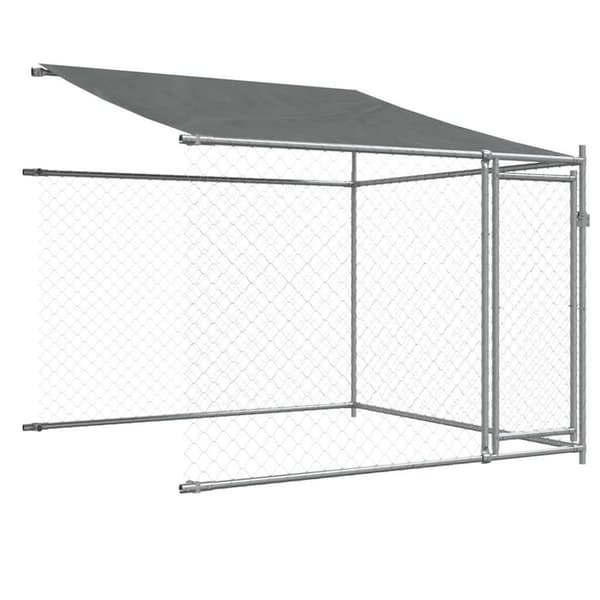 vidaXL hundegård med tag og låger 12x2x2 m galvaniseret stål grå