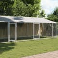 Miniatyrbilde 1 av 9: vidaXL Hundebur med tak og dør grå 8x2x2 m galvanisert stål