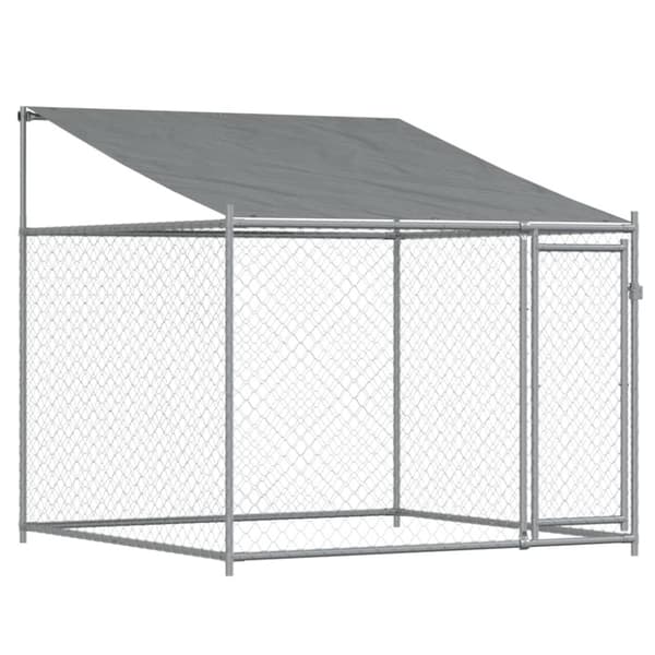 vidaXL hundegård med tag og låger 8x2x2 m galvaniseret stål grå