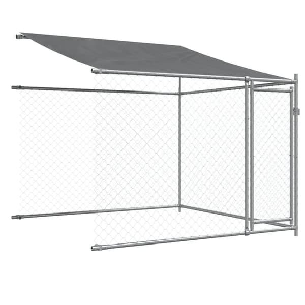 vidaXL hundegård med tag og låger 8x2x2 m galvaniseret stål grå