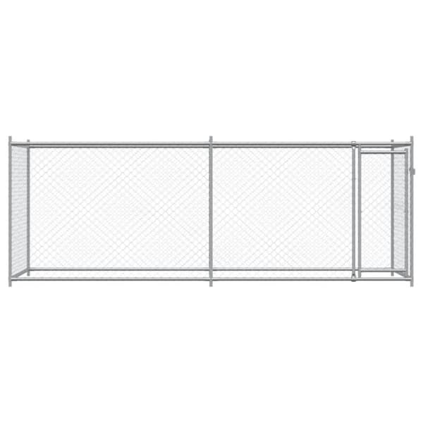 vidaXL hundegård med låge 4x2x1,5 m galvaniseret stål grå