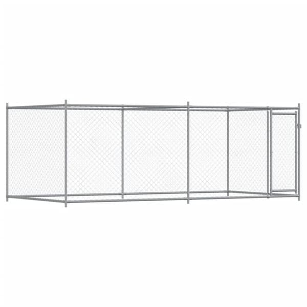 vidaXL hundegård med låge 4x2x1,5 m galvaniseret stål grå