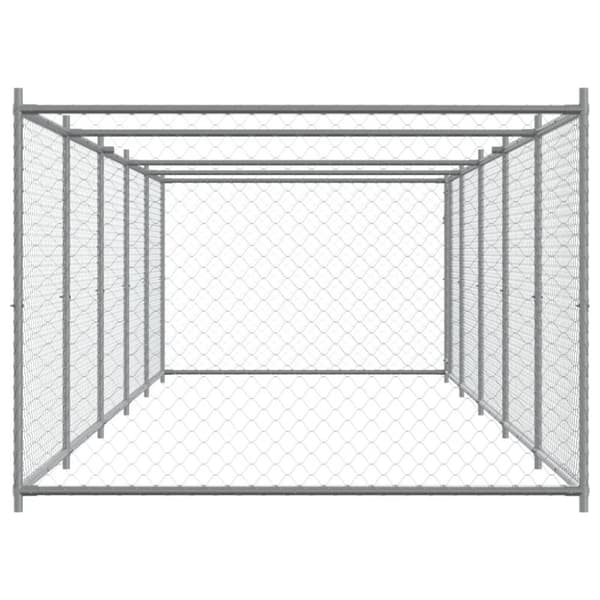 vidaXL hundegård med låge 10x2x1,5 m galvaniseret stål grå