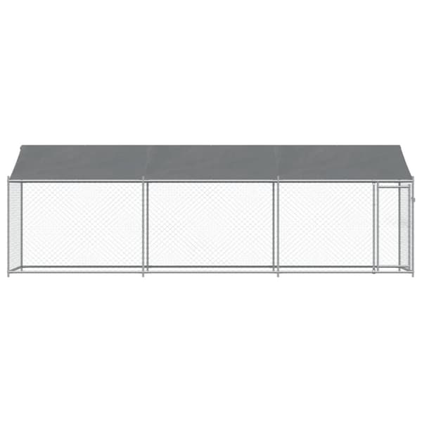 vidaXL Koiranhäkki katolla ja ovella harmaa 6x2x2 m galvanoitu teräs