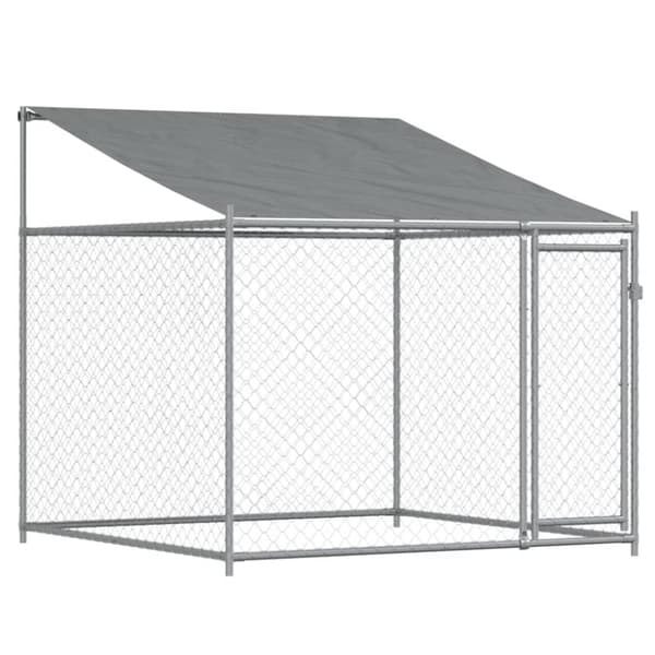 vidaXL Koiranhäkki katolla ja ovella harmaa 6x2x2 m galvanoitu teräs