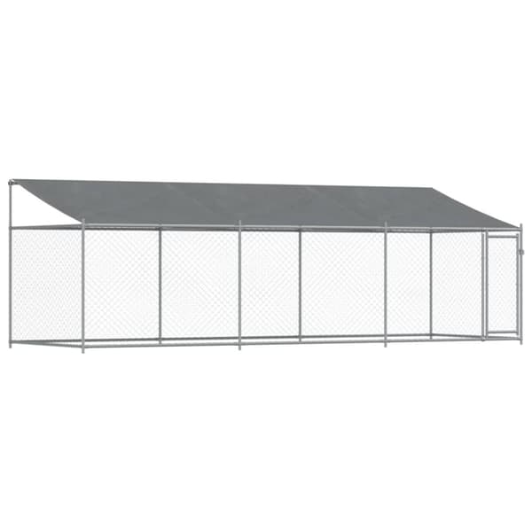 vidaXL Koiranhäkki katolla ja ovella harmaa 6x2x2 m galvanoitu teräs