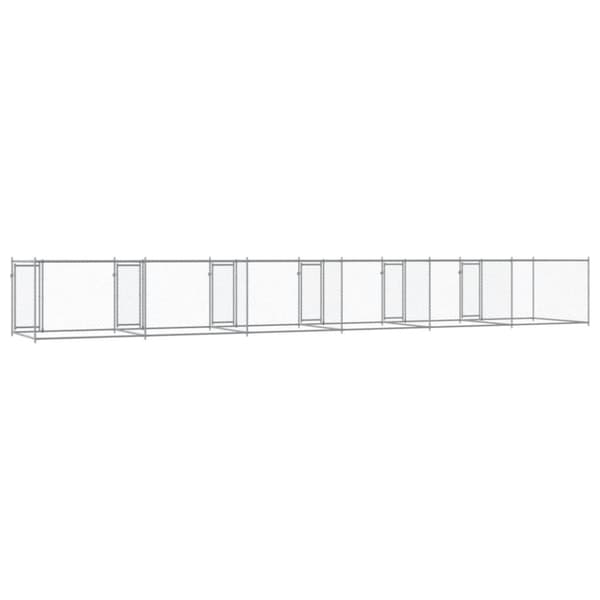 vidaXL hundegård med låger 12x2x1,5 m galvaniseret stål grå